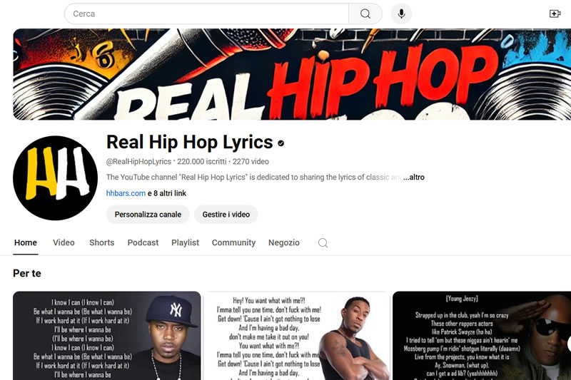 Canale YouTube Real Hip Hop Lyrics